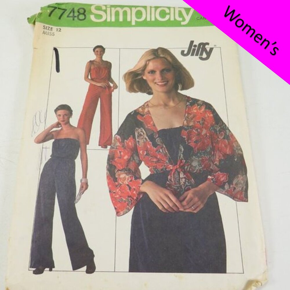 Simplicity 7748 Clothing Pattern EASY Sleeveless Jumpsuit, Bell Sleeve Jacket